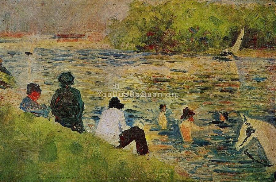 Bathing at Asnieres, The Bank of the Seine - 乔治·修拉